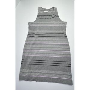 Lou & Grey Women's Dress Size Large Striped Gray Lavender Sleeveless Stretch